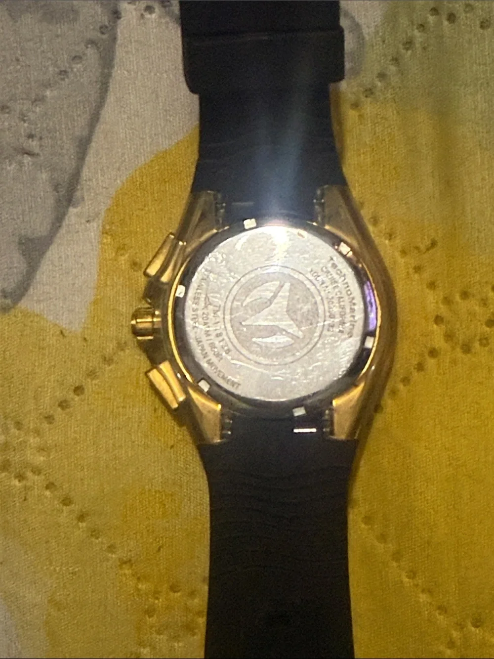Technomarine Gold-Tone Case Black Strap Men's Chronograph Watch